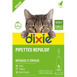 PIPETTES RÉPULSIVES ANTIPARASITAIRE POUR CHATS - 4 PIPETTES - DIXIE