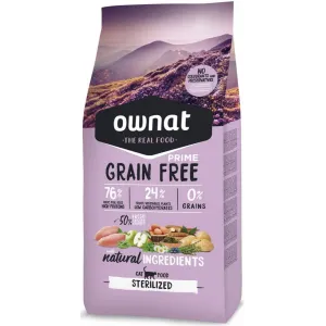 CROQUETTES OWNAT PRIME GRAIN FREE STERILIZED SANS CÉRÉALES POULET & DINDE POUR CHAT ADULTE STÉRILISÉ - 3KG