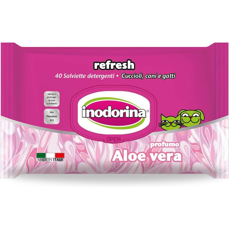 LINGETTES REFRESH A L'ALOE VERA POUR CHIEN ET CHAT - INODORINA