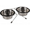 GAMELLE POUR LA NOURRITURE ET L'EAU DUO DINNER SUPPORT ARGENT - FLAMINGO