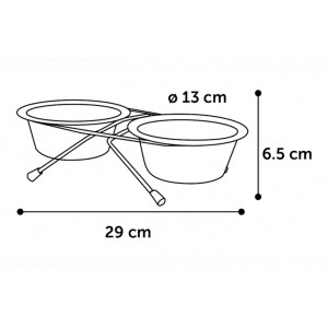GAMELLE POUR LA NOURRITURE ET L'EAU DUO DINNER SUPPORT ARGENT - FLAMINGO