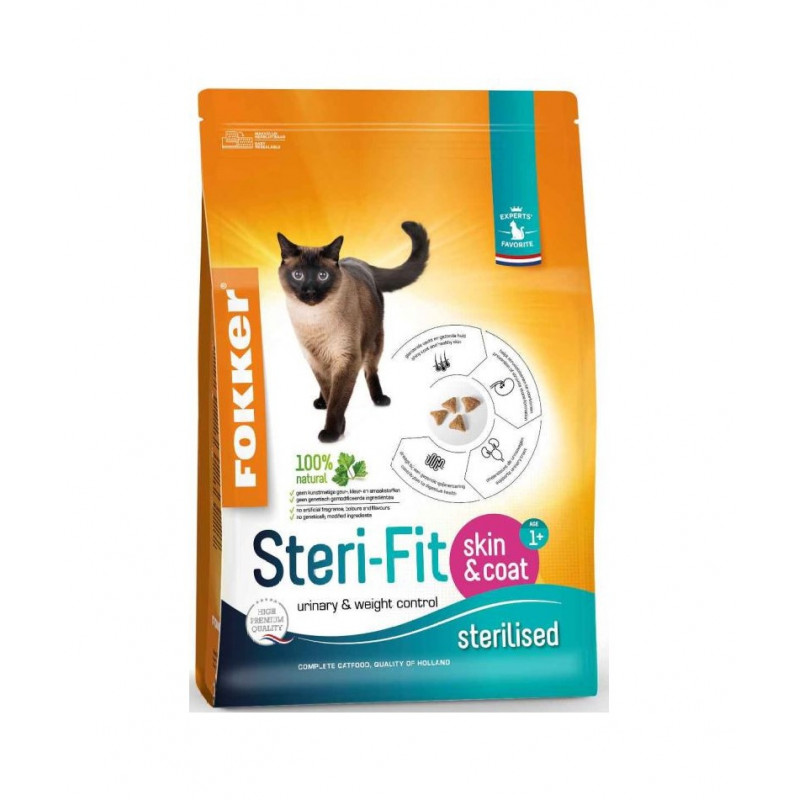 CROQUETTES STERI-FIT SKIN & COAT POUR CHAT STERILISE - FOKKER - 2.5KG