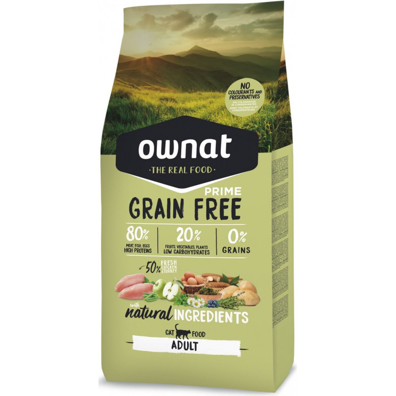 OWNAT PRIME GRAIN FREE ADULT SANS CÉRÉALES POULET & DINDE POUR CHAT ADULTE