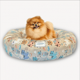 COUSSIN DONUT XL EN LIN DR CAT- CHIEN OU CHAT