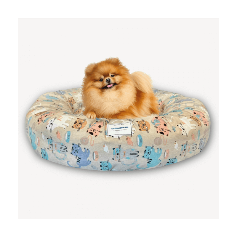 COUSSIN DONUT XL EN LIN DR CAT- CHIEN OU CHAT