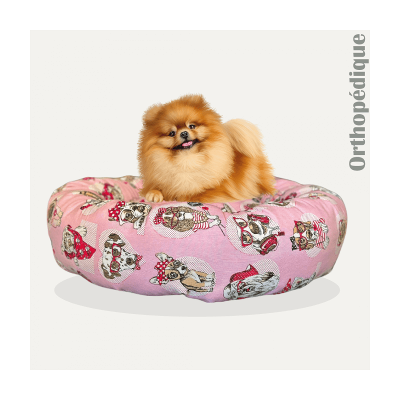 COUSSIN DONUT XL EN LIN MINION LOVE NEST - CHIEN OU CHAT