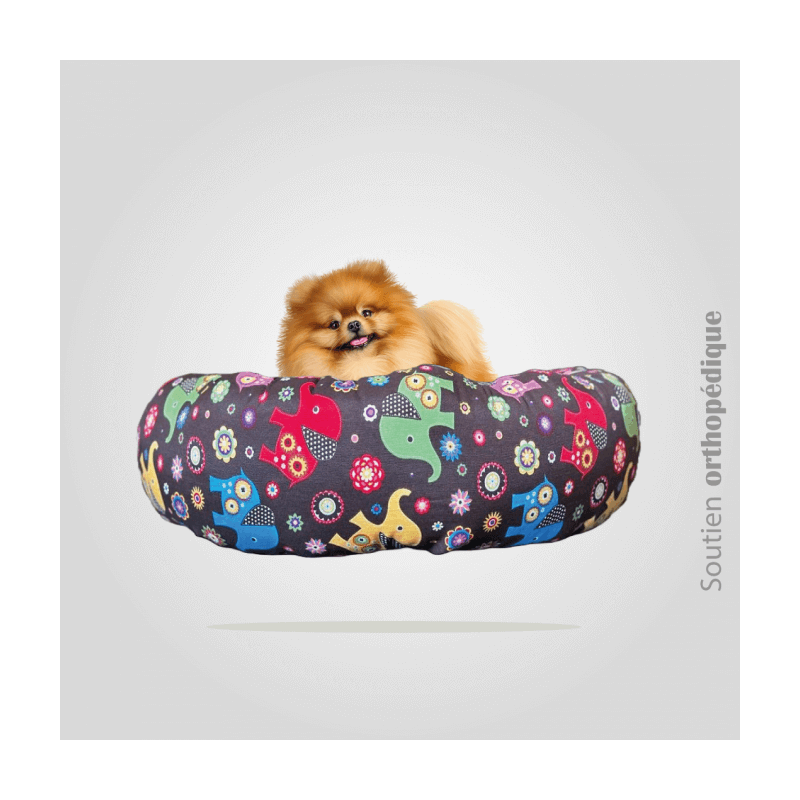 COUSSIN DONUT XL EN LIN ELEPHANTO - CHIEN OU CHAT