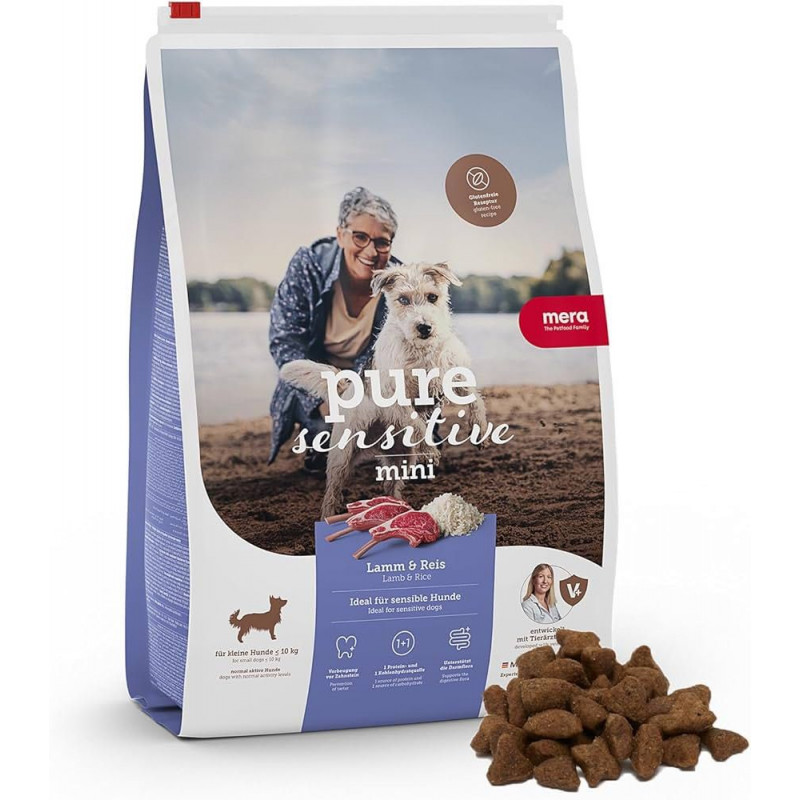 CROQUETTES MERA PURE SENSITIVE MINI POUR CHIEN - AGNEAU ET RIZ - 4KG