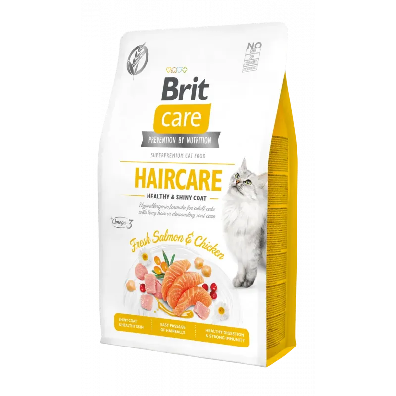 CROQUETTES BRIT CARE SANS CEREALES HAIRCARE HEALTHY AND SHINY COAT - POUR CHAT - 2KG