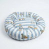 COUSSIN DONUT XL EN LIN HAPPY BLEU - CHIEN OU CHAT
