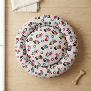 COUSSIN DONUT XL EN LIN SUPER HERO - CHIEN OU CHAT