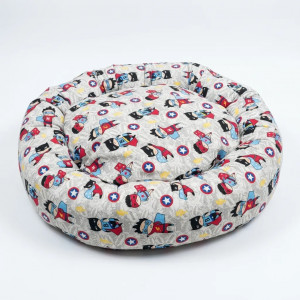 COUSSIN DONUT XL EN LIN SUPER HERO - CHIEN OU CHAT