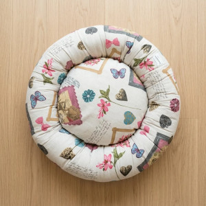 COUSSIN DONUT XL EN LIN COZY FLOWER - CHIEN OU CHAT