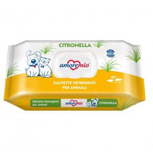 LINGETTES AMOREMIO HUMIDES POUR CHIENS ET CHATS 40 PCS CITRONNELLE