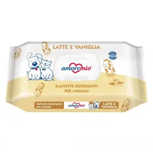 LINGETTES AMOREMIO HUMIDES POUR CHIENS ET CHATS 40 PCS LAIT ET VANILLE