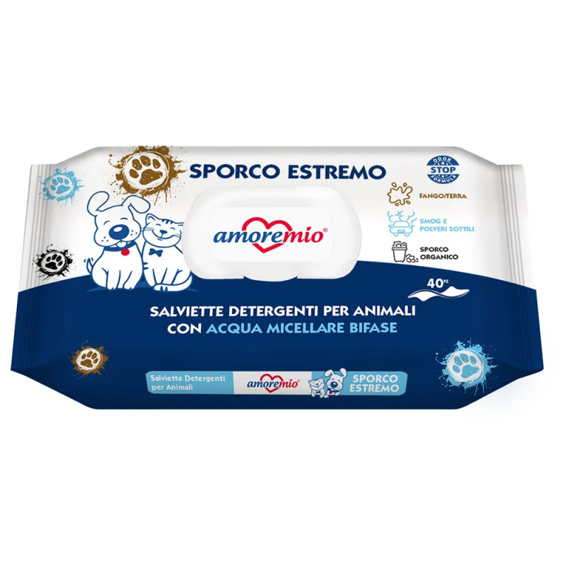 LINGETTES AMOREMIO HUMIDES POUR CHIENS ET CHATS 40 PCS SPORCO
