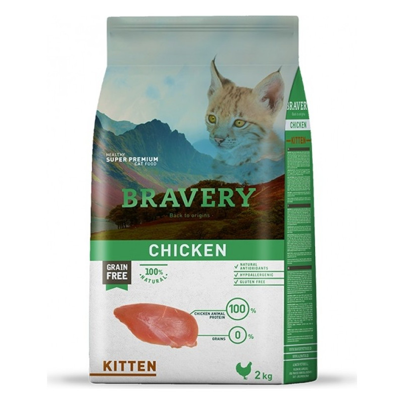 CROQUETTES BRAVERY AU POULET POUR CHATON (KITTEN) - 2KG CROQUETTES BRAVERY AU POULET POUR CHATON (KITTEN) - 2KG