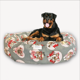 COUSSIN DONUT XXXL EN LIN DOGS LOVER GRIS - CHIEN DE GRANDE TAILLE
