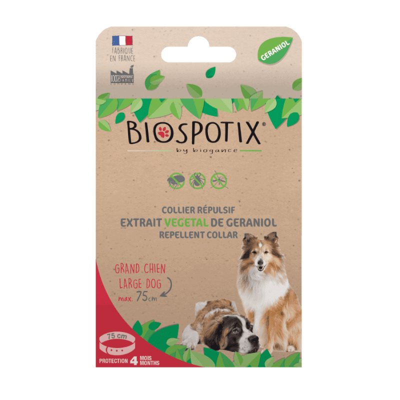 COLLIER RÉPULSIF ANTIPARASITAIRE - GRAND CHIEN - BIOSPOTIX