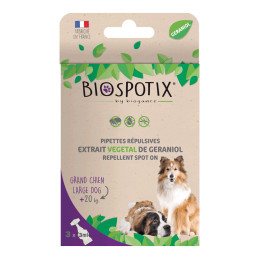 PIPETTES RÉPULSIVES ANTIPARASITAIRES - GRAND CHIEN - BIOSPOTIX