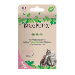 PIPETTES RÉPULSIVES ANTIPARASITAIRES CHAT ET CHATON - BIOSPOTIX