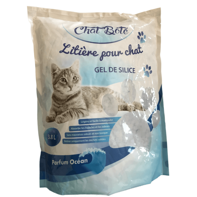 LITIERE GEL DE SILICE - PARFUM OCEAN - CHAT BOTE - 3.8L